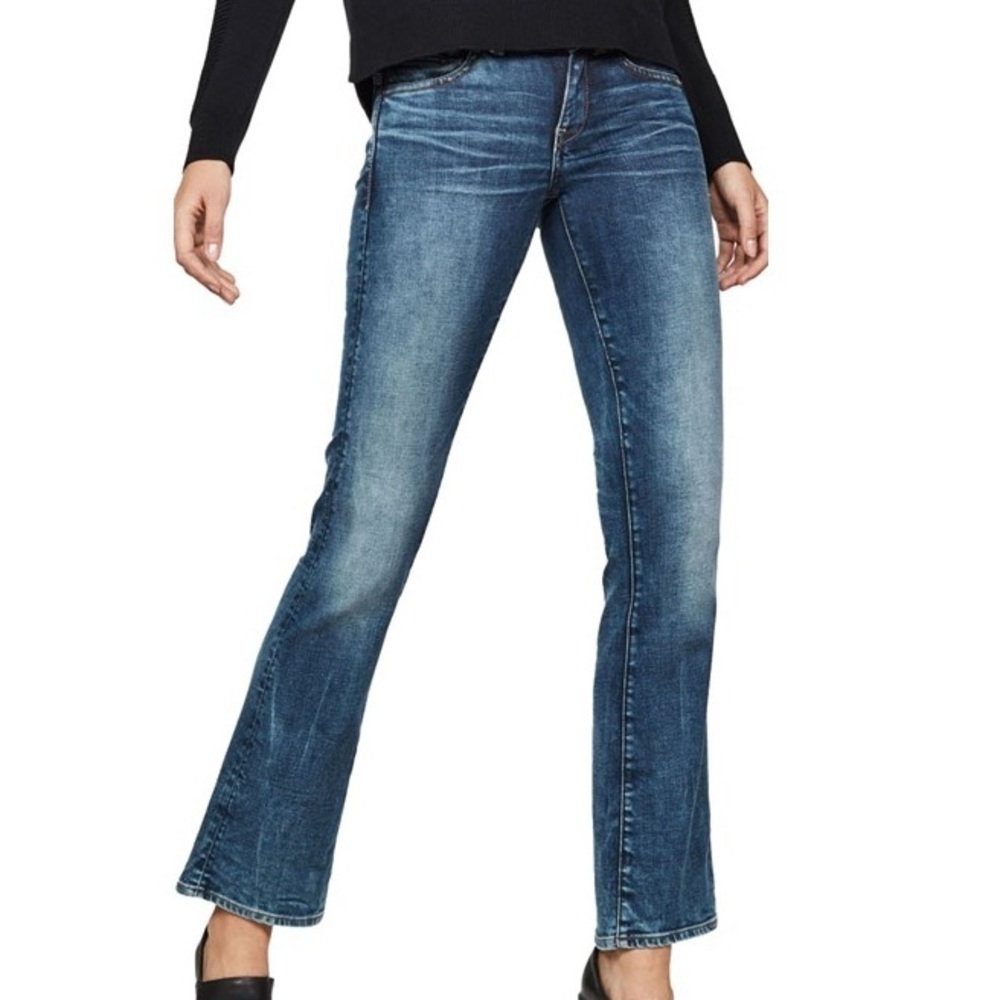G-Star Raw Jeans Women’s Midge Bootleg Boot Cut Low Dark‎ Blue Denim Size 29 NWT